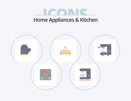 electrodomésticos y cocina paquete de iconos planos 5 diseño de iconos. . casa. horno. eléctrico. casa vector
