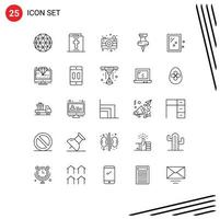 Universal Icon Symbols Group of 25 Modern Lines of diamond cleaning image mirror marker Editable Vector Design Elements
