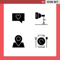 Set of 4 Modern UI Icons Symbols Signs for like location light studio catering Editable Vector Design Elements