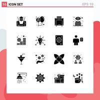 User Interface Pack of 16 Basic Solid Glyphs of coins investment bag budget supervised Editable Vector Design Elements