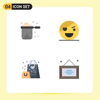 4 Flat Icon concept for Websites Mobile and Apps kitchen scary restaurant horror gift Editable Vector Design Elements