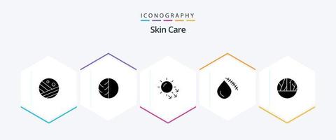 paquete de iconos de 25 glifos de piel que incluye corte. sangrado. protección de la piel. protección de la piel. piel seca vector