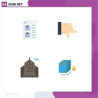 Universal Icon Symbols Group of 4 Modern Flat Icons of check business list thumbs down box Editable Vector Design Elements