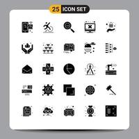 Pictogram Set of 25 Simple Solid Glyphs of error hardware escape computer magnifier Editable Vector Design Elements