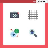 4 Creative Icons Modern Signs and Symbols of camera tea grid streamline research Editable Vector Design Elements