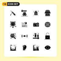 16 iconos creativos signos y símbolos modernos de internet de las cosas comunicaciones amor reloj elementos de diseño vectorial editables reales vector