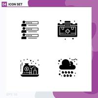 Editable Vector Line Pack of 4 Simple Solid Glyphs of skills motivation profile team home Editable Vector Design Elements