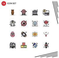 conjunto de 16 iconos de interfaz de usuario modernos signos de símbolos para elementos de diseño de vectores creativos editables de banco de tarjeta de objetivo de crédito en efectivo