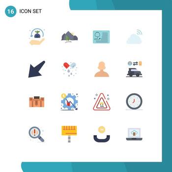 Editable Vector Line Pack of 16 Simple Flat Colors of spring rainbow tree cloud healthcare Editable Pack of Creative Vector Design Elements