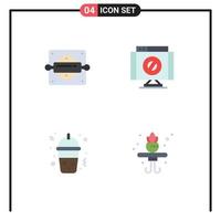 Pictogram Set of 4 Simple Flat Icons of bakery fast food bread rolling pin denied home Editable Vector Design Elements