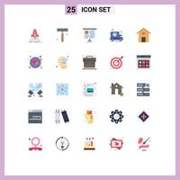Pack of 25 creative Flat Colors of building home salon truck schedule Editable Vector Design Elements