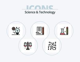 paquete de iconos llenos de línea de ciencia y tecnología 5 diseño de iconos. conocimiento. educación. ciencia. tecnología. ciencia ingeniera vector