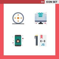 4 Universal Flat Icons Set for Web and Mobile Applications focus camera target store cloud Editable Vector Design Elements