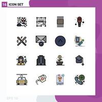 Set of 16 Modern UI Icons Symbols Signs for music drum cover reporter microphone Editable Creative Vector Design Elements