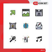 paquete de iconos de vectores de stock de 9 signos y símbolos de línea para componer elementos de diseño de vectores editables web objetivo de carrera mundial