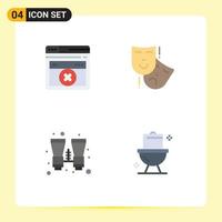 Editable Vector Line Pack of 4 Simple Flat Icons of web page search acting theater bathroom Editable Vector Design Elements