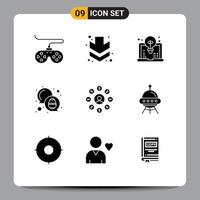 Group of 9 Modern Solid Glyphs Set for doller user computer egg color Editable Vector Design Elements