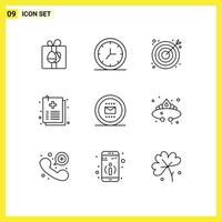 Group of 9 Modern Outlines Set for job file search medical document Editable Vector Design Elements