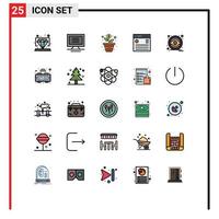 Set of 25 Modern UI Icons Symbols Signs for alarm money growth user interface Editable Vector Design Elements