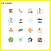 Universal Icon Symbols Group of 16 Modern Flat Colors of connection bluetooth computers text education hardware Editable Pack of Creative Vector Design Elements