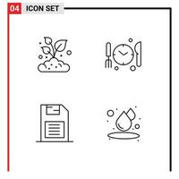 Set of 4 Modern UI Icons Symbols Signs for farm mobile chip small time storage device Editable Vector Design Elements