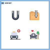 4 Universal Flat Icons Set for Web and Mobile Applications mechanical car plumbing data add Editable Vector Design Elements