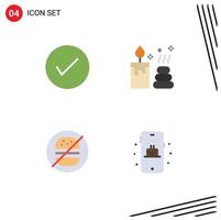 Set of 4 Vector Flat Icons on Grid for arrow eat okay element no Editable Vector Design Elements