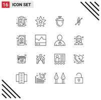 16 Creative Icons Modern Signs and Symbols of web blogging blogger nuts blog page kayak Editable Vector Design Elements