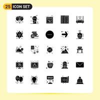 Modern Set of 25 Solid Glyphs Pictograph of user interface milkshake communication growth Editable Vector Design Elements