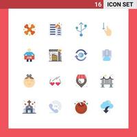 Group of 16 Flat Colors Signs and Symbols for jobless gestures house gesture down Editable Pack of Creative Vector Design Elements