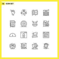 Pack of 16 Modern Outlines Signs and Symbols for Web Print Media such as audio life plumbing city gamepad Editable Vector Design Elements