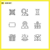 Set of 9 Commercial Outlines pack for medical twitter search front loading Editable Vector Design Elements