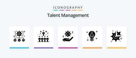 Talent Management Glyph 5 Icon Pack Including solution. bulb. top. solution. cog. Creative Icons Design vector