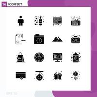 Universal Icon Symbols Group of 16 Modern Solid Glyphs of alert development finance develop code Editable Vector Design Elements