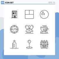 Pack of 9 creative Outlines of cup medical code hospital produc Editable Vector Design Elements