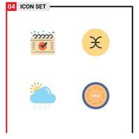 4 Universal Flat Icons Set for Web and Mobile Applications appointment weather pisces symbols sale Editable Vector Design Elements