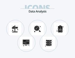 Data Analysis Glyph Icon Pack 5 Icon Design. business. seo. indicator. search. dollar vector