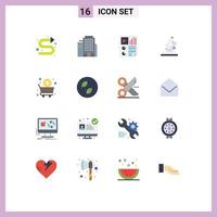 16 Universal Flat Color Signs Symbols of cart zoom document science lab Editable Pack of Creative Vector Design Elements