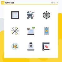 Set of 9 Vector Flat Colors on Grid for ai stars pram fire machine Editable Vector Design Elements