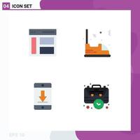 Pack of 4 creative Flat Icons of communication entertainment sidebar car device Editable Vector Design Elements