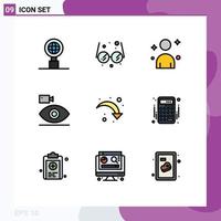 Pack of 9 Modern Filledline Flat Colors Signs and Symbols for Web Print Media such as down reload person refresh device Editable Vector Design Elements