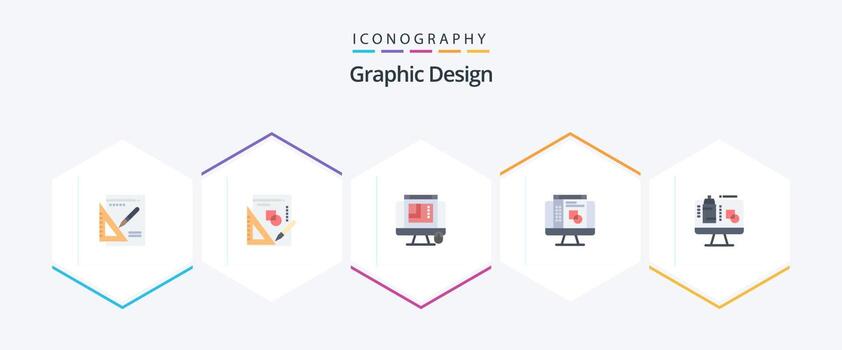 diseño gráfico 25 paquete de iconos planos que incluye datos. computadora. diseño css. diseño. diseño grafico vector