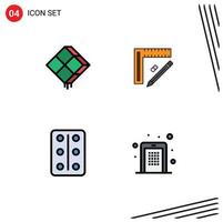 Set of 4 Modern UI Icons Symbols Signs for decoration design ramadhan construction remedy Editable Vector Design Elements