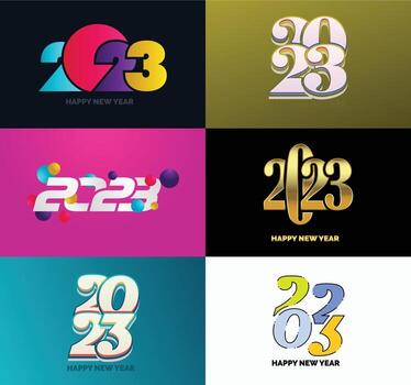 Big Set of 2023 Happy New Year logo text design 2023 number design template vector