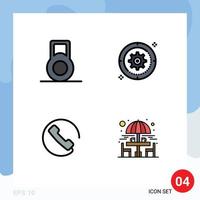 Universal Icon Symbols Group of 4 Modern Filledline Flat Colors of dumbbell chair cog answer garden Editable Vector Design Elements