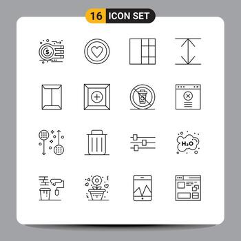 Modern Set of 16 Outlines and symbols such as box open sign rack expand Editable Vector Design Elements