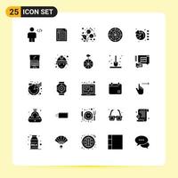 25 iconos creativos, signos y símbolos modernos de comida rápida, archivo de comida, hoja de bayas, elementos de diseño vectorial editables vector