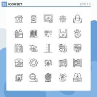 Set of 25 Commercial Lines pack for manager concierge edit fashion gear Editable Vector Design Elements