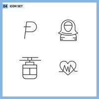 Modern Set of 4 Filledline Flat Colors and symbols such as potcoin air crypto currency character tram Editable Vector Design Elements
