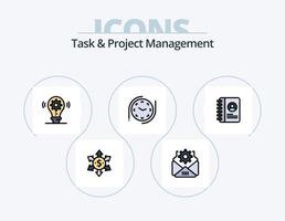 Task And Project Management Line Filled Icon Pack 5 Icon Design. user . money . network. world vector